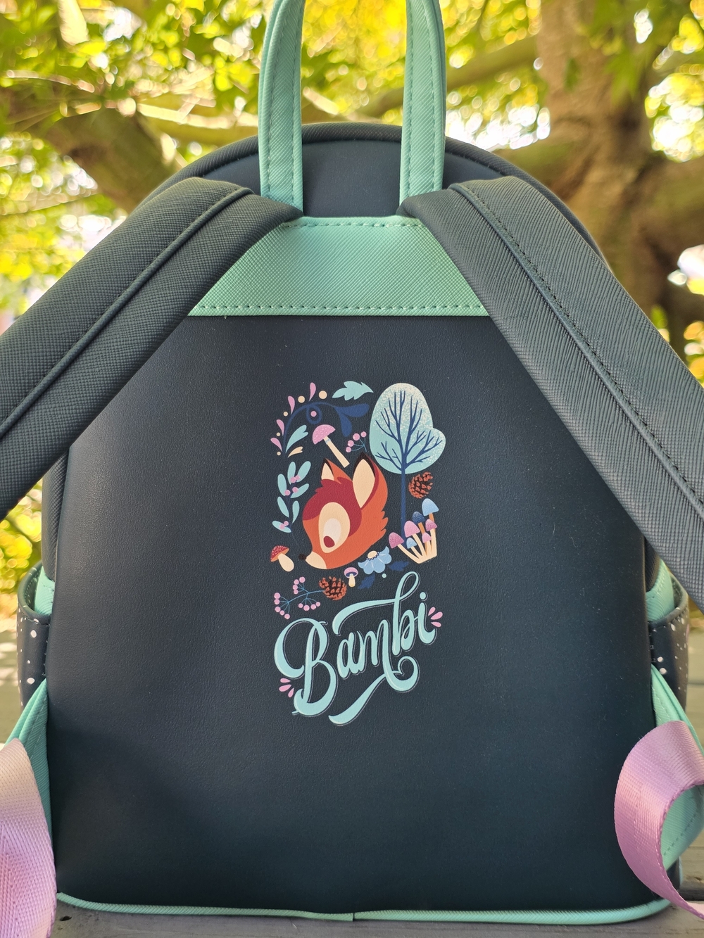 Loungefly Kids Bambi Floral Mini Backpack - Navy & Mint - Picture 4 of 11